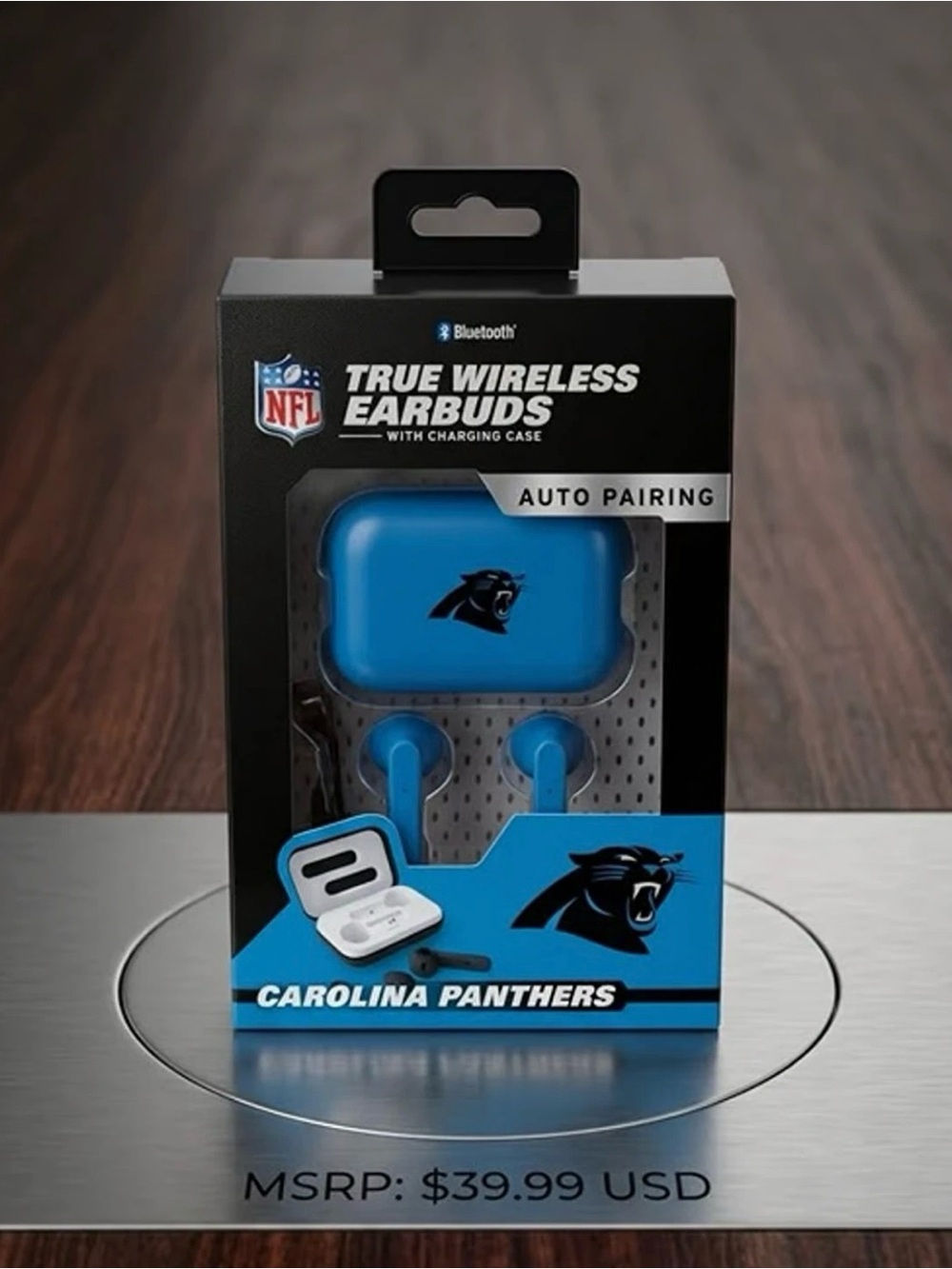 NFL Carolina Panthers True Wireless Earbuds Bluetooth Headphones Brand New NIB